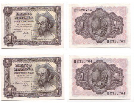 12 eur 1 peseta 1951 pareja correlativa plancha